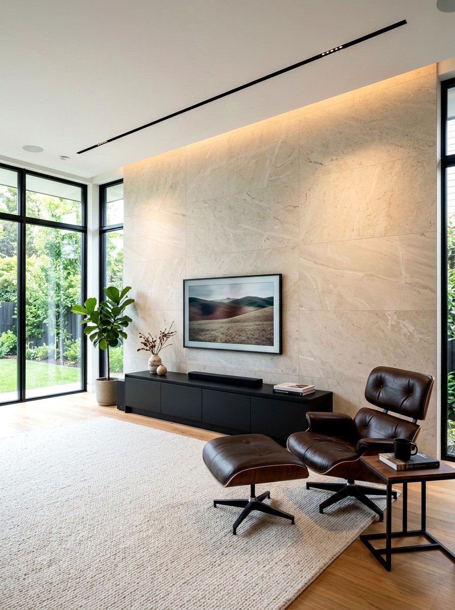 Modern Living Room Stone Wall - 30 stone accent wall ideas