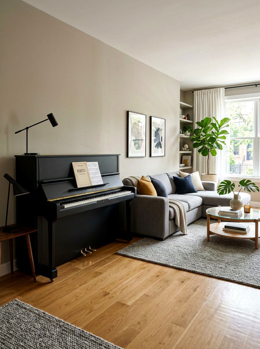 Modern Living Room Upright Piano - 30 piano corner ideas