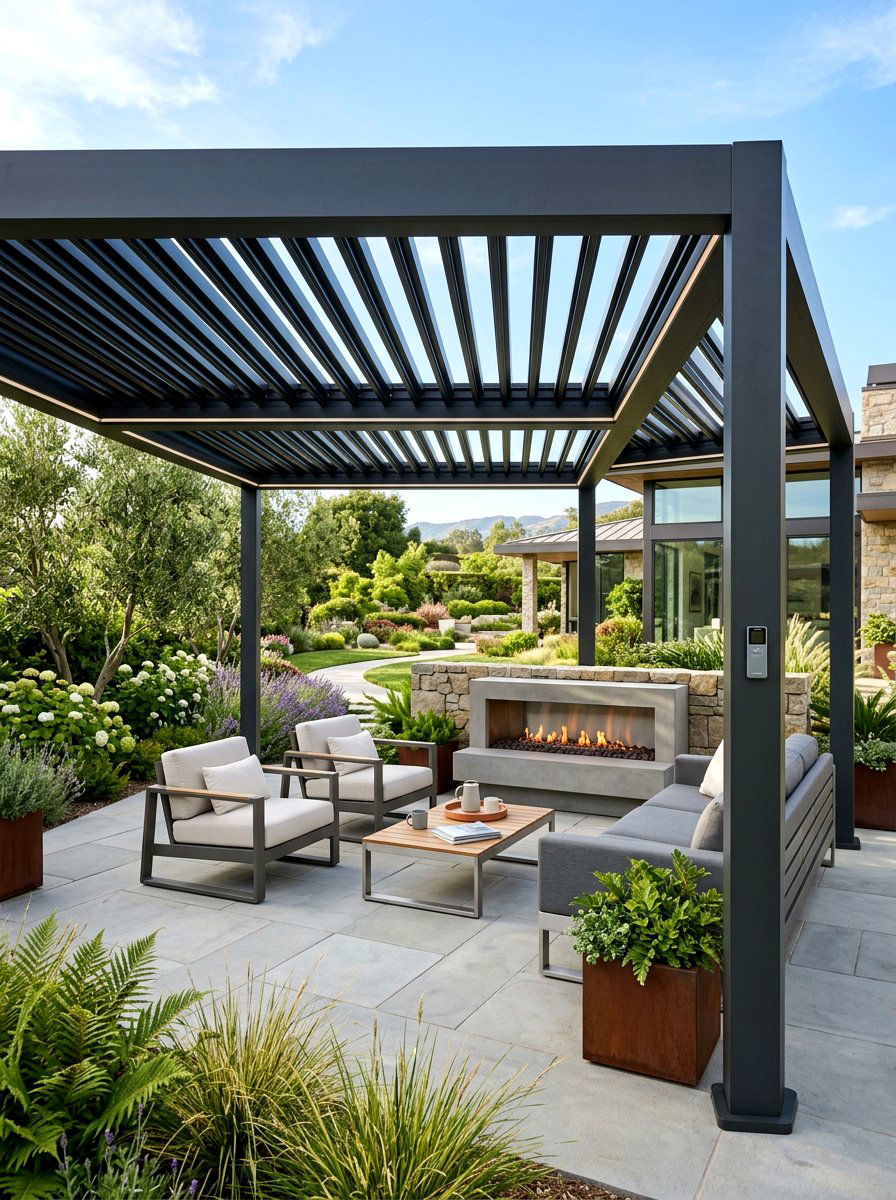 Modern Louvered Pergola - 30 backyard pergola ideas