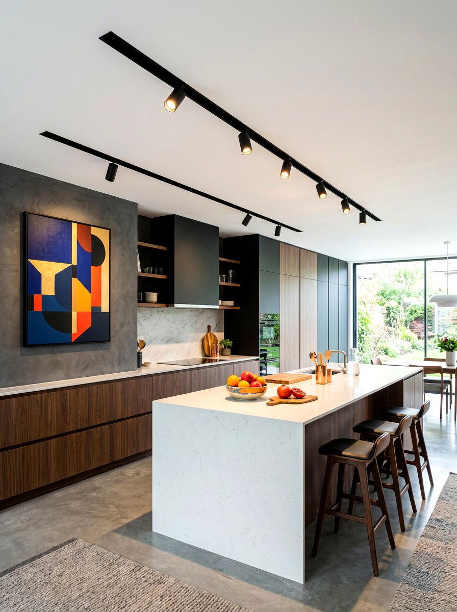 Modern Magnetic Track Light - 30 kitchen lighting ideas