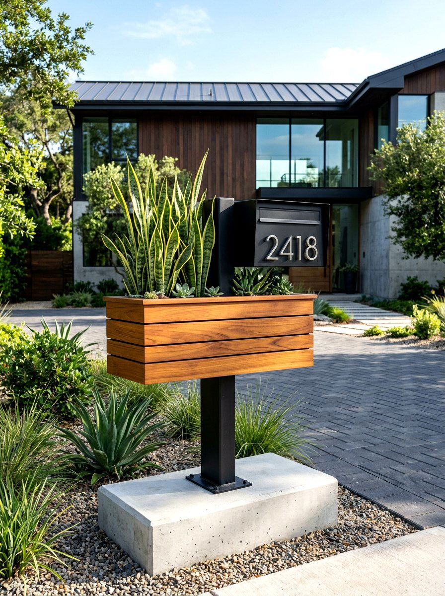 Modern Mailbox Planter - 30 mailbox landscaping ideas