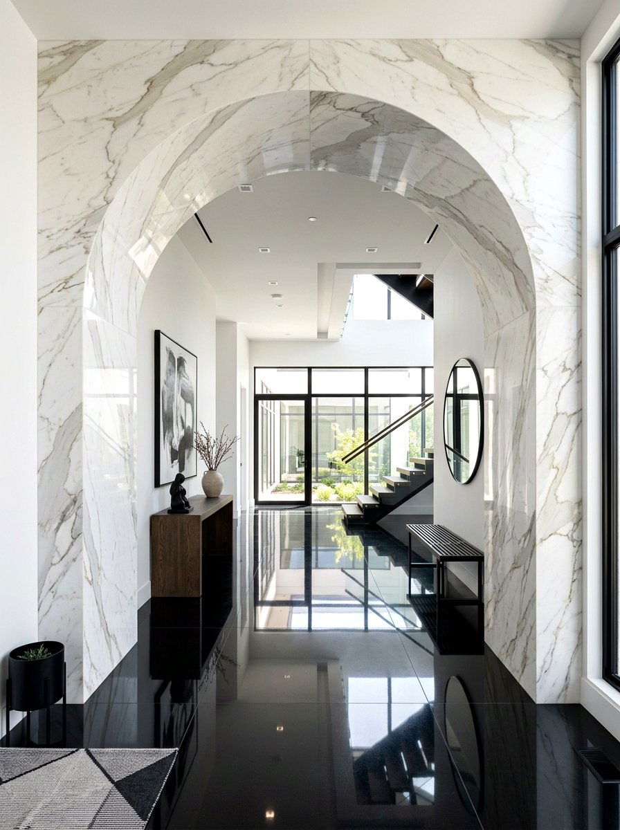 Modern Marble Entry Arch - 30 arched doorway entry ideas