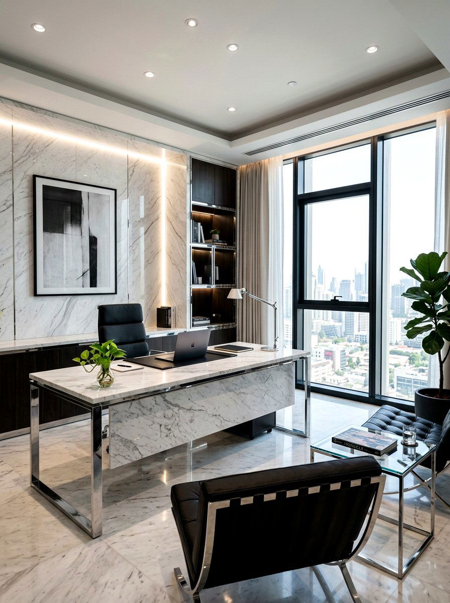 Modern Marble Finish - 30 zoom background office ideas