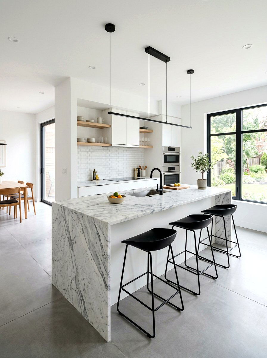Modern Marble Island - 30 eclectic kitchen ideas