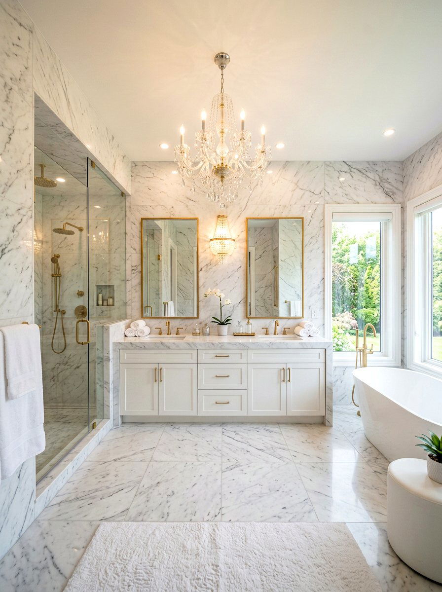 Modern Marble Master Bath - 30 spa hotel bath ideas