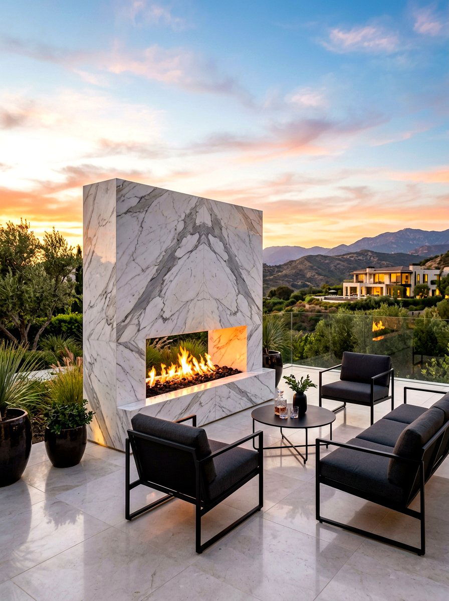 Modern Marble Outdoor Fireplace - 30 modern outdoor fireplace ideas