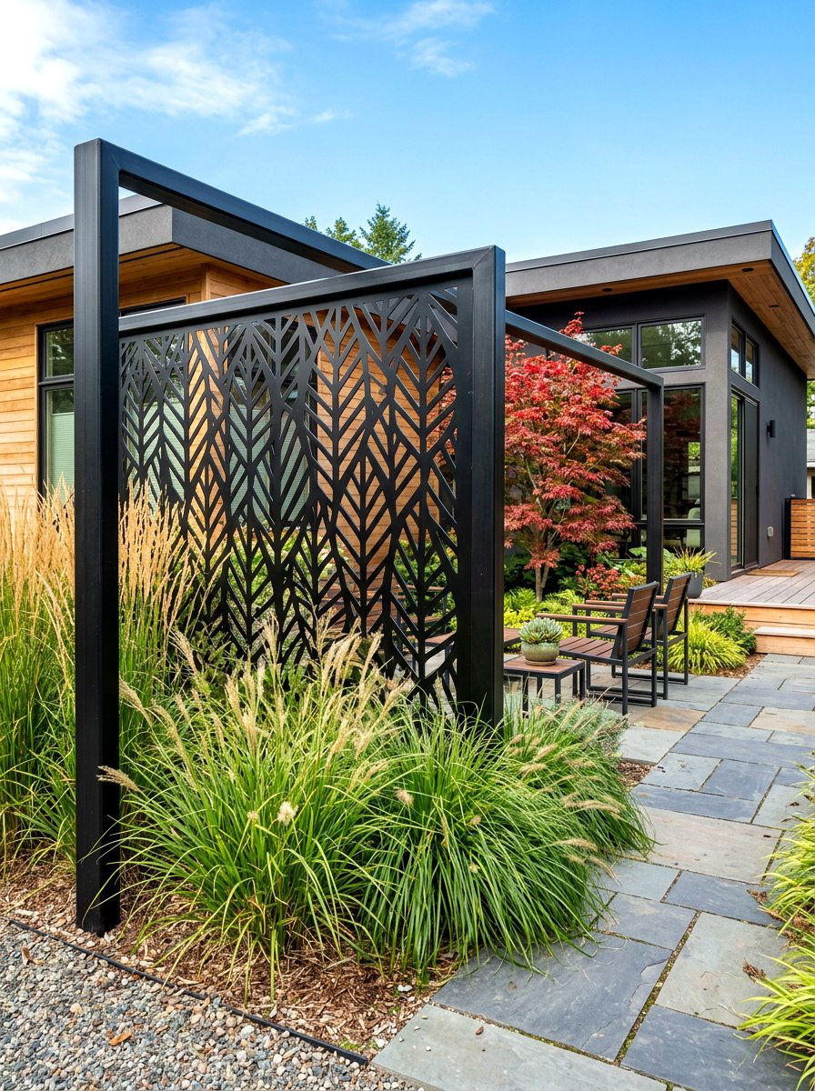 Modern Metal Bungalow Privacy Screen - 30 bungalow front yard ideas