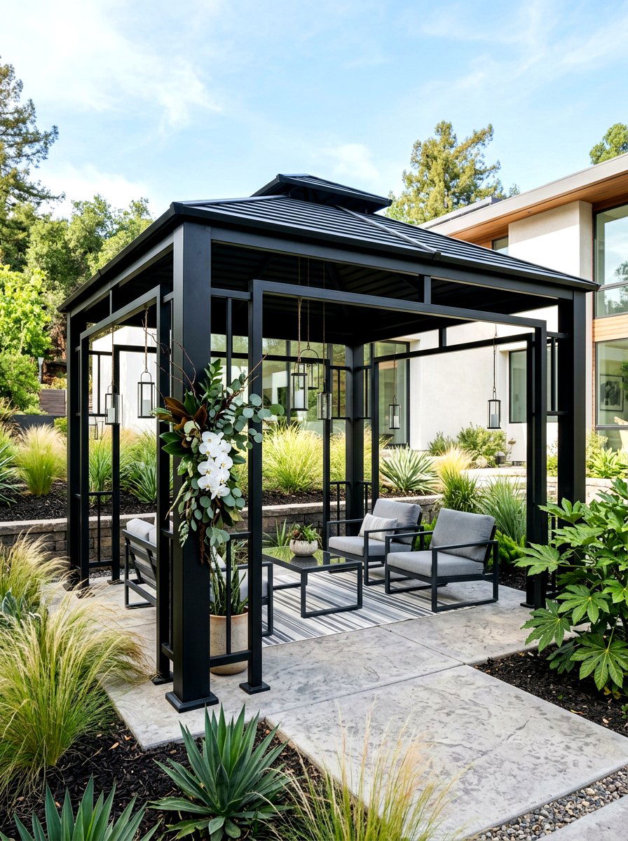 Modern Metal Gazebo - 30 backyard wedding gazebo ideas