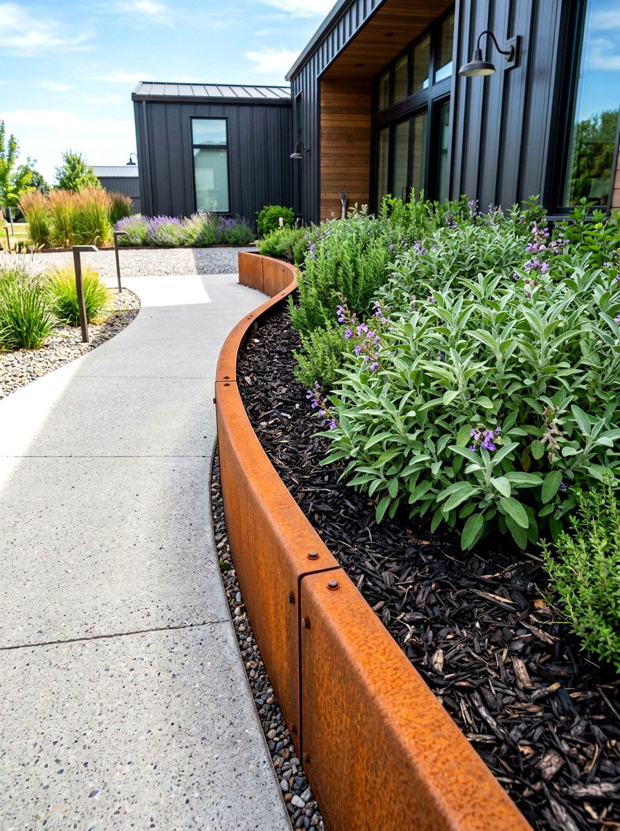 Modern Metal Herb Edge - 30 herb border garden ideas