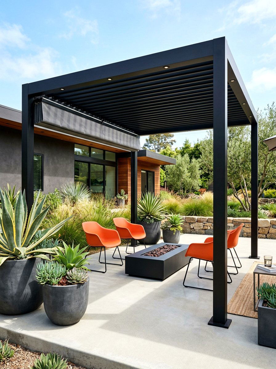 Modern Metal Pergola - 30 outdoor breakfast pergola ideas