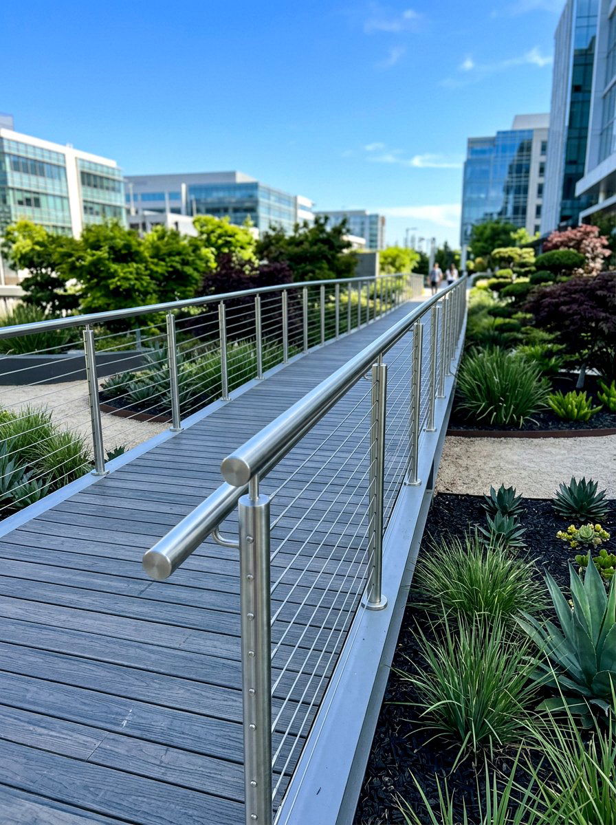 Modern Metal Railing - 30 pond bridge ideas