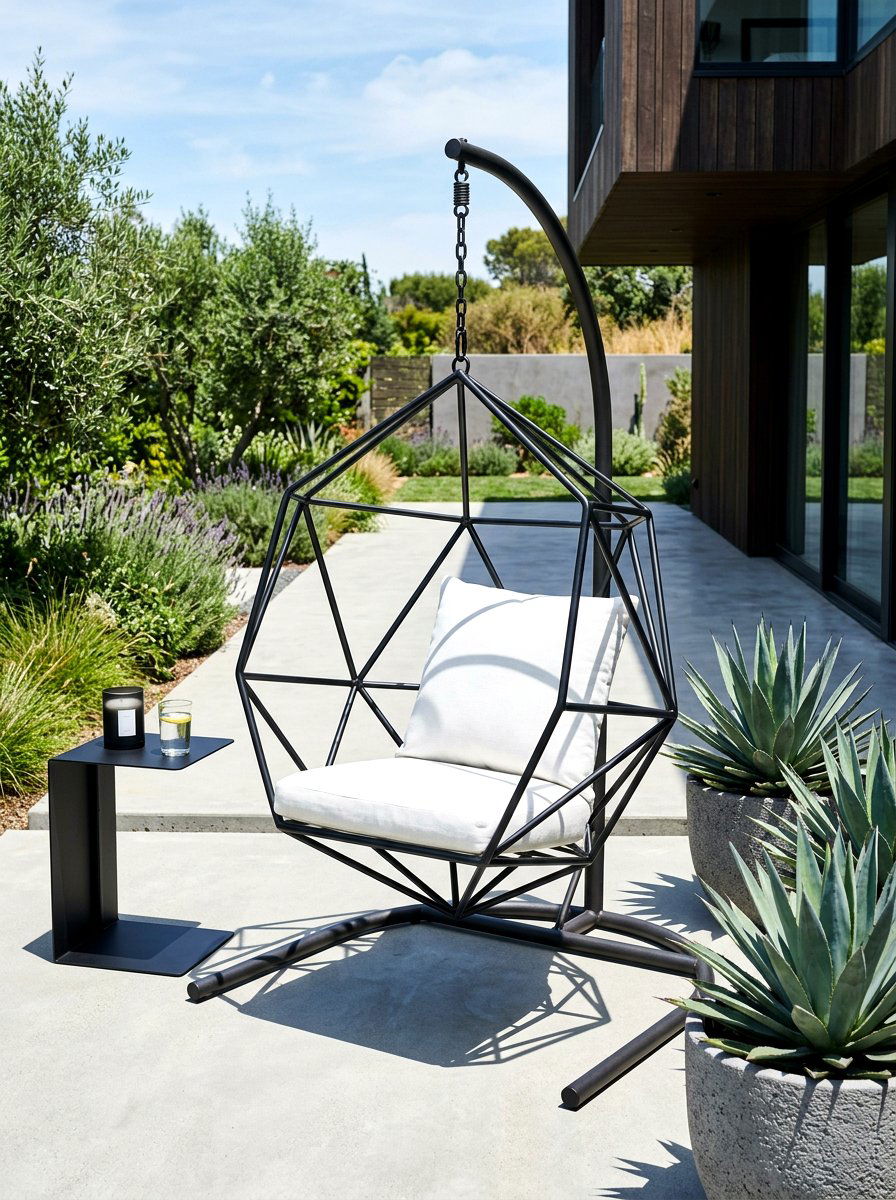 Modern Metal Swing Patio - 30 hanging chair patio ideas