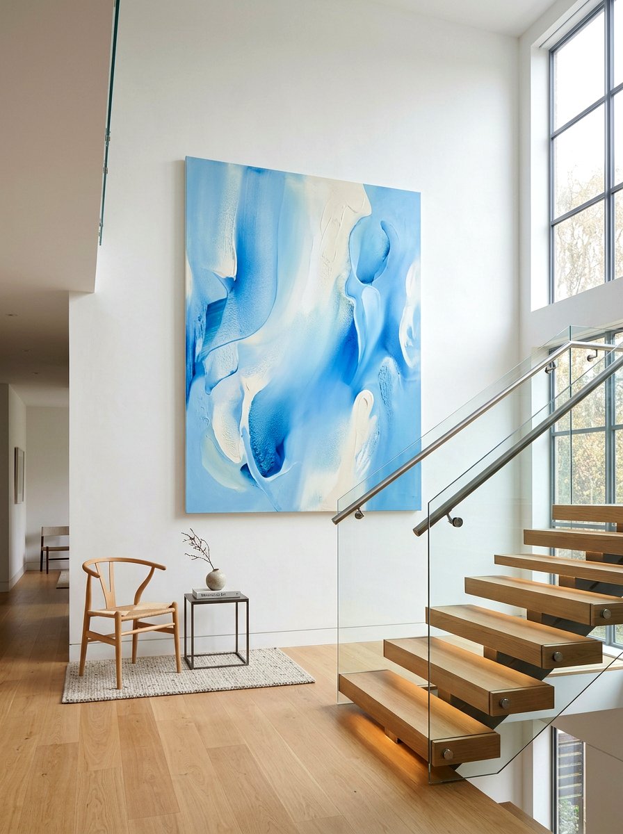 Modern Minimalist Art Landing - 30 stair landing gallery ideas