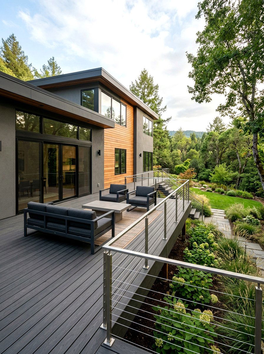 Modern Minimalist Attached Deck - 30 attached deck ideas