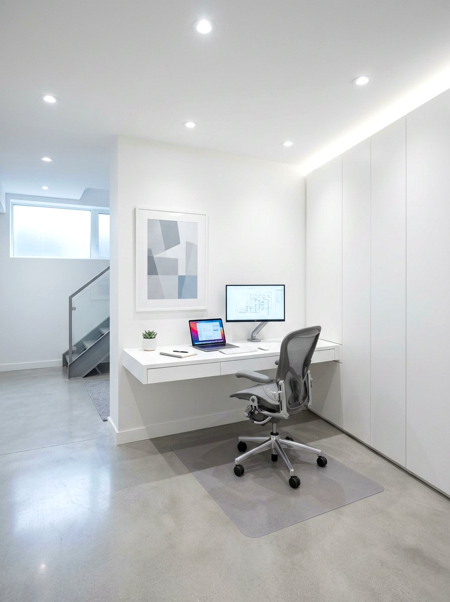 Modern Minimalist Basement Office - 30 basement office ideas