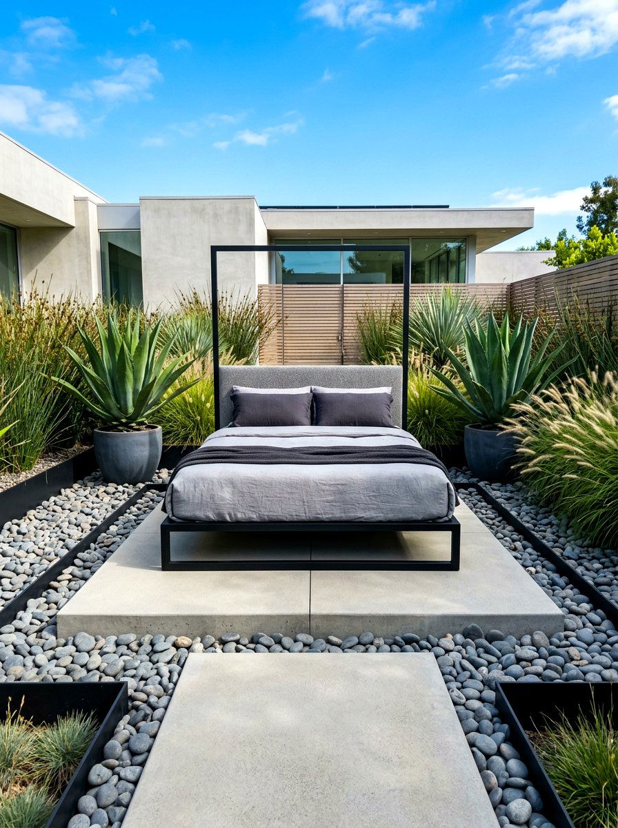 Modern Minimalist Bed - 30 front yard flower bed ideas