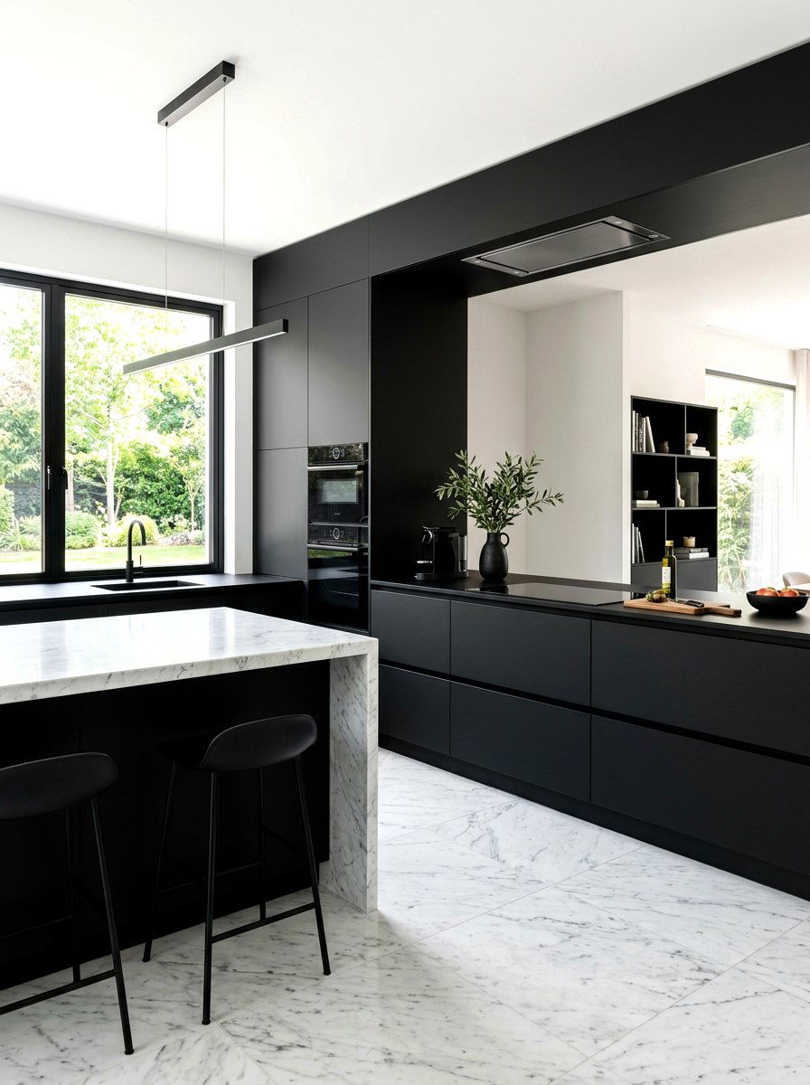 Modern Minimalist Black Kitchen - 30 black kitchen ideas