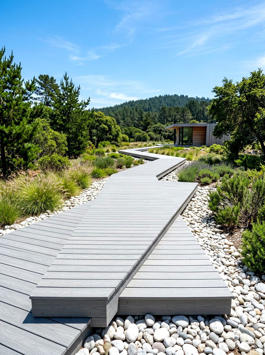 Modern Minimalist Boardwalk - 30 boardwalk garden path ideas