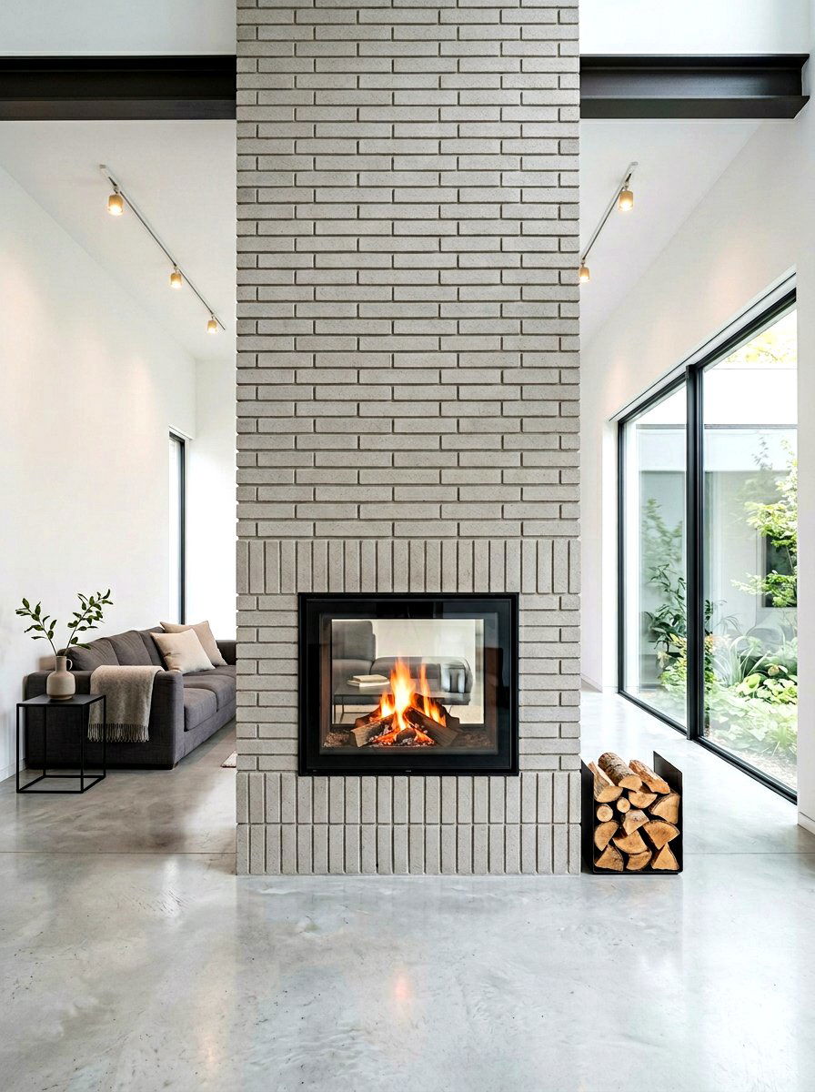 Modern Minimalist Brick Fireplace - 30 brick fireplace ideas