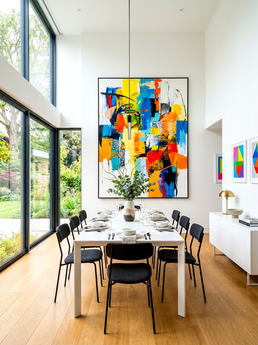 Modern Minimalist Bright Wall Art - 30 eclectic dining room ideas