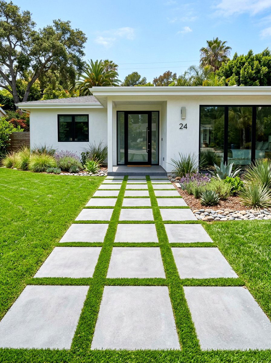 Modern Minimalist Bungalow Paver Layout - 30 bungalow front yard ideas