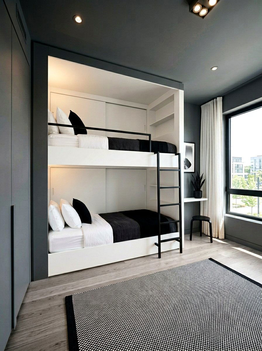 Modern Minimalist Bunk Room - 30 attic bunk room ideas