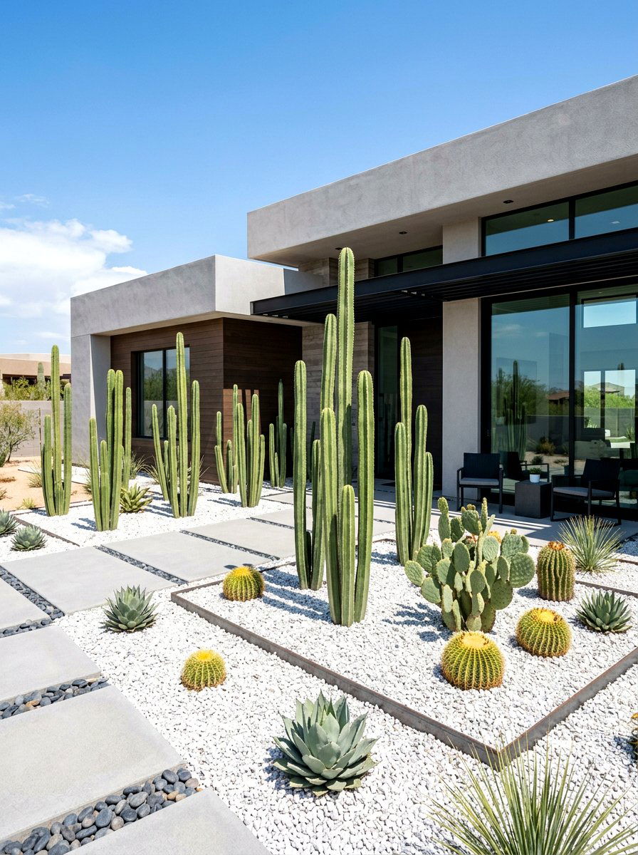 Modern Minimalist Cactus - 30 cactus garden ideas