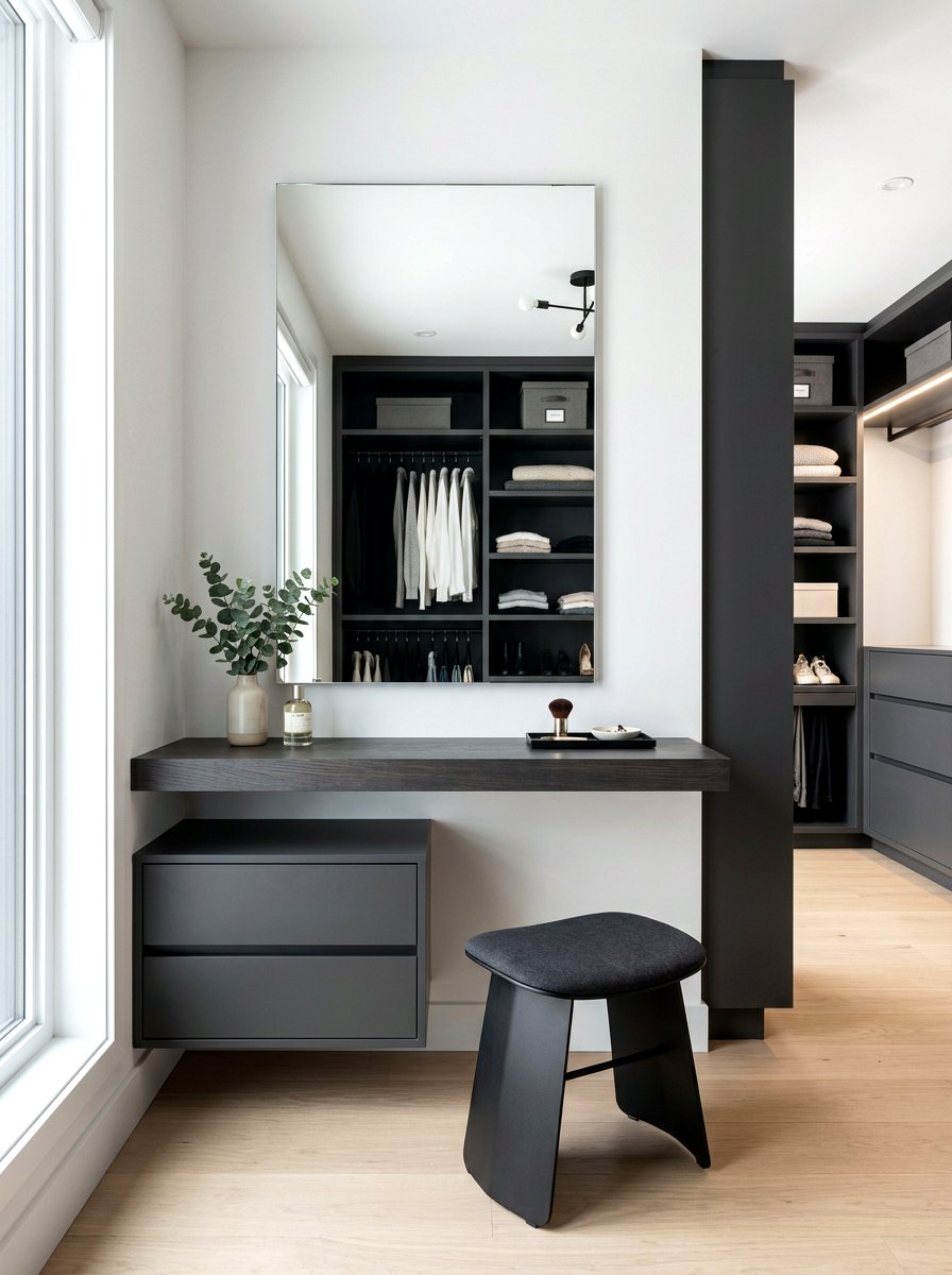 Modern Minimalist Closet Vanity - 30 walk in closet vanity ideas