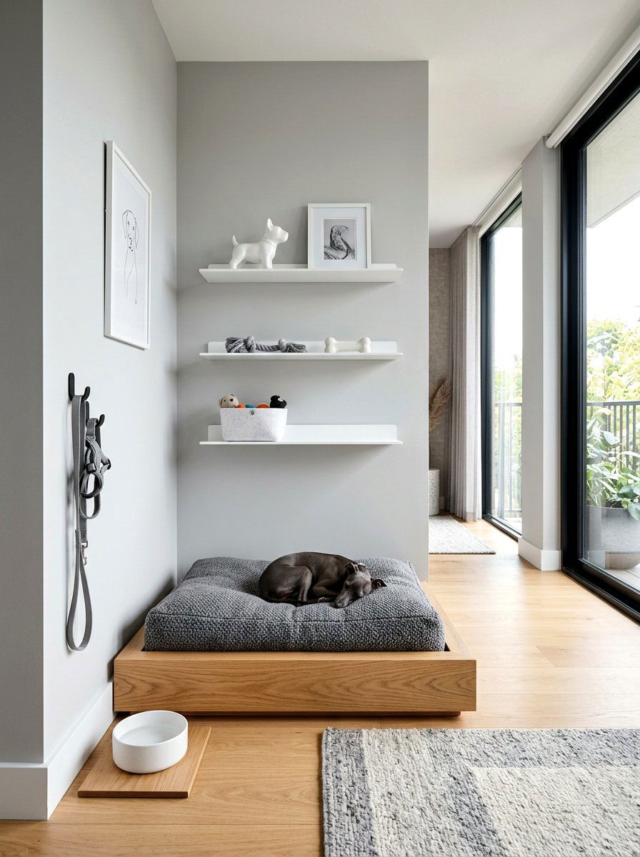 Modern Minimalist Dog Nook - 30 dog bedroom decor ideas