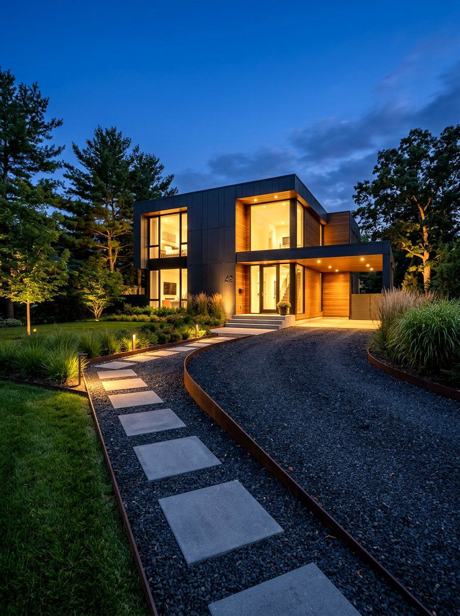 Modern Minimalist Driveway - 30 gravel driveway ideas