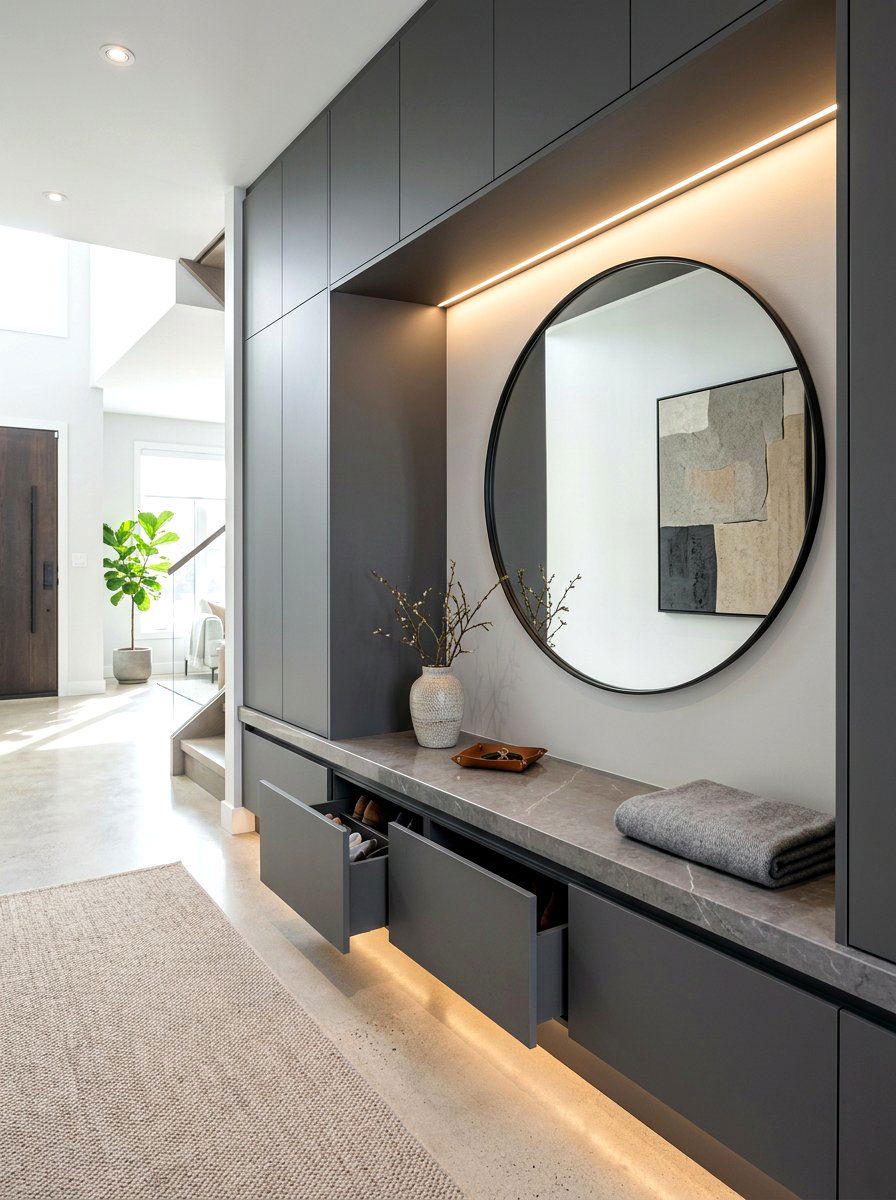 Modern Minimalist Entryway Unit - 30 entry cubby ideas
