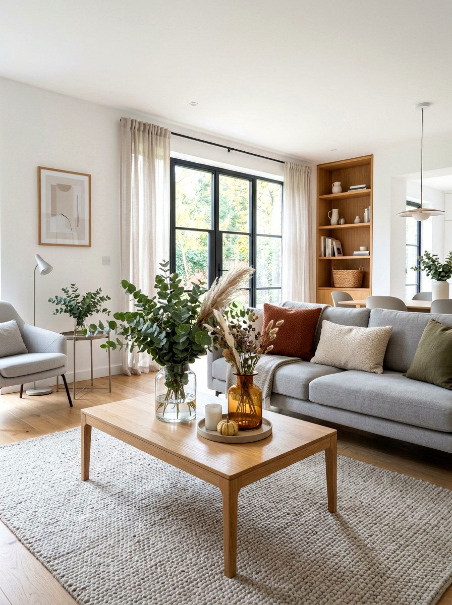 Modern Minimalist Fall Greenery - 30 fall mantel styling ideas