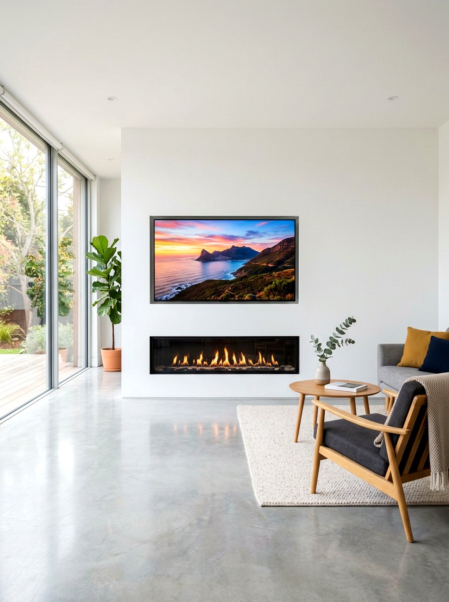 Modern Minimalist Fireplace TV - 30 fireplace and TV layout ideas