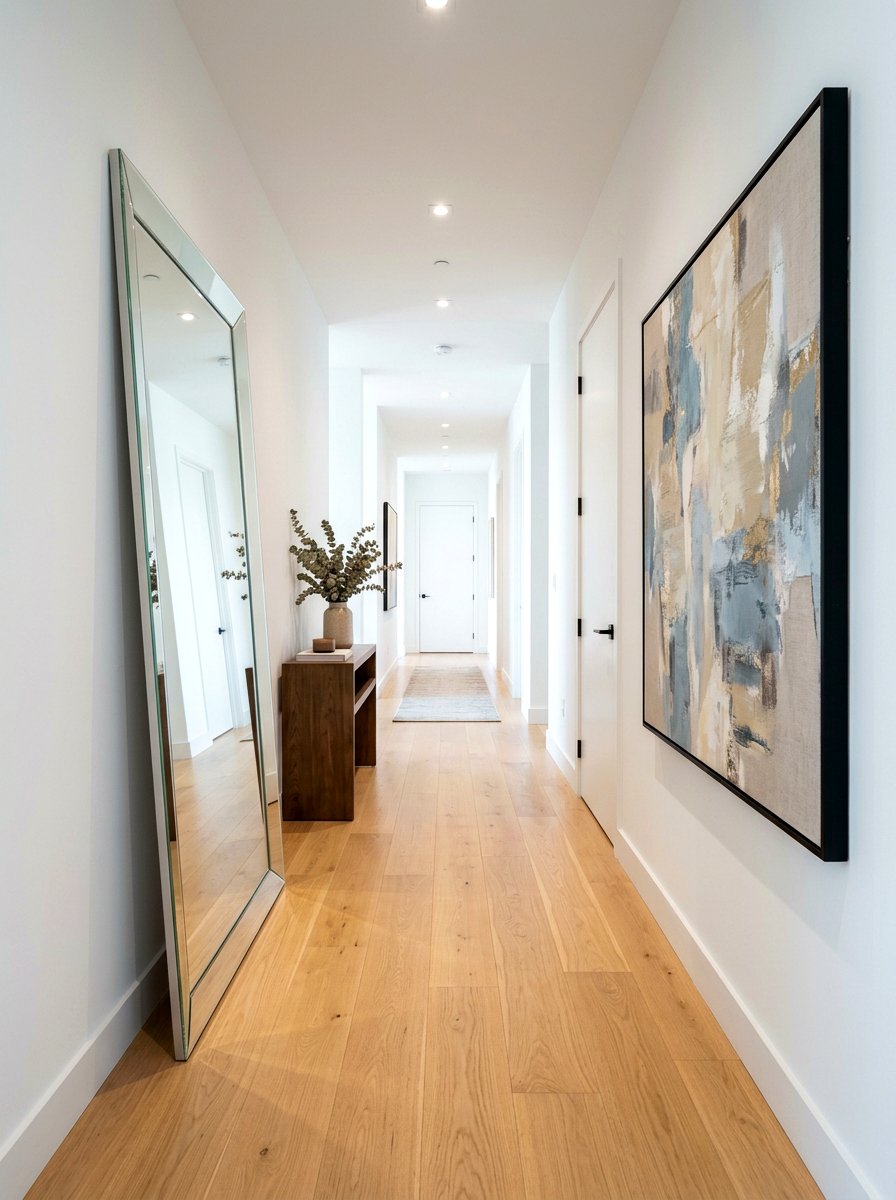 Modern Minimalist Floor Mirror Hallway - 30 oversized mirror leaning wall ideas