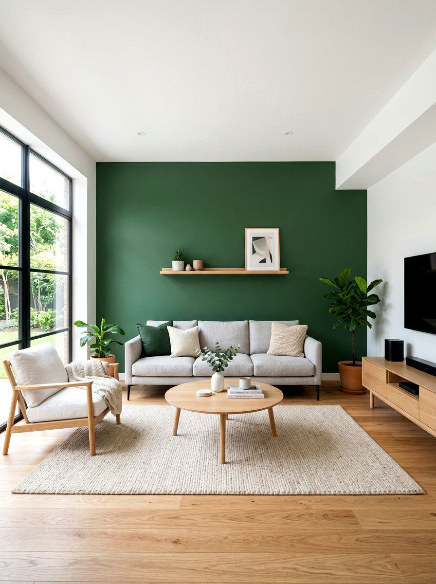 Modern Minimalist Forest Green And Light Brown Living Room - 30 forest green and brown living room ideas