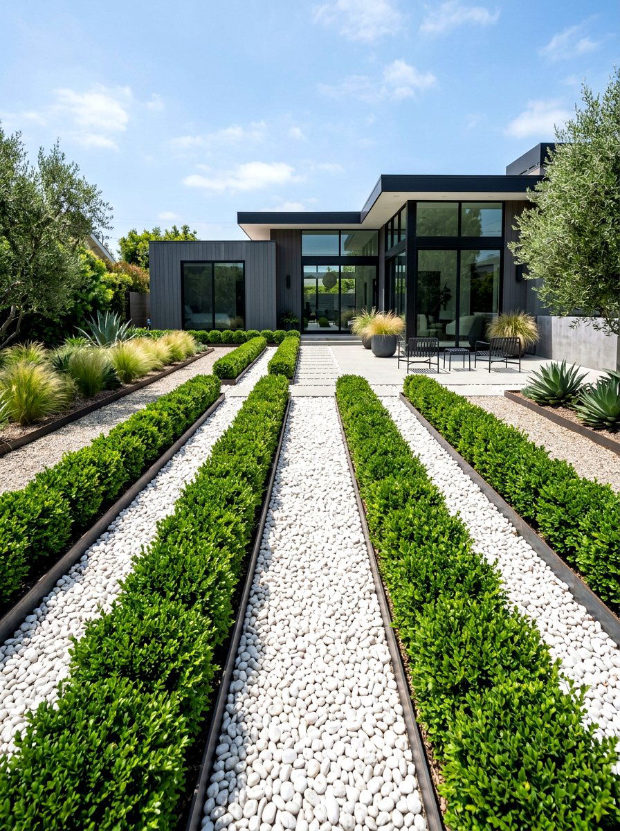 Modern Minimalist Garden - 30 simple flower bed ideas