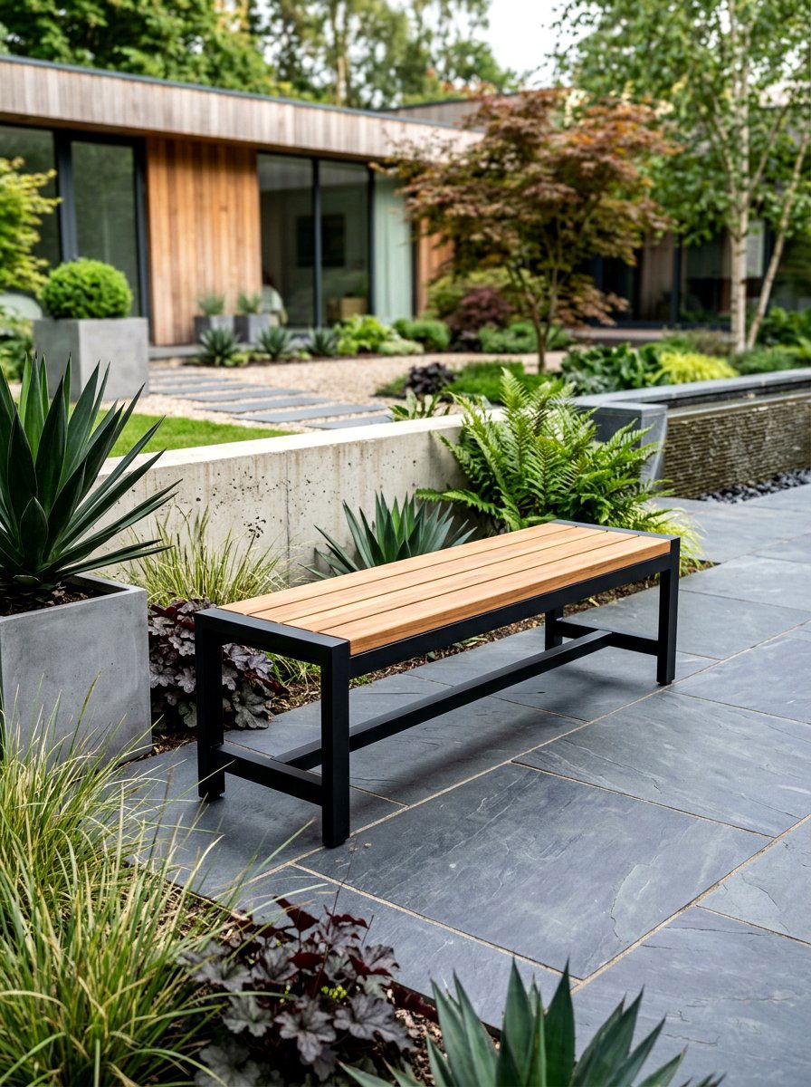 Modern Minimalist Garden Bench - 30 garden workstation ideas