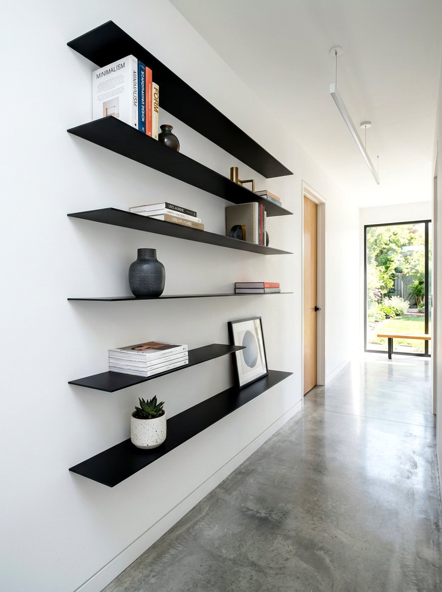Modern Minimalist Hallway Bookcase - 30 reading hallway ideas