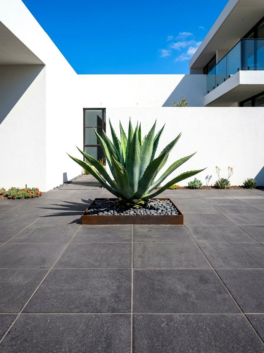 Modern Minimalist Hardscape - 30 low maintenance backyard landscaping ideas