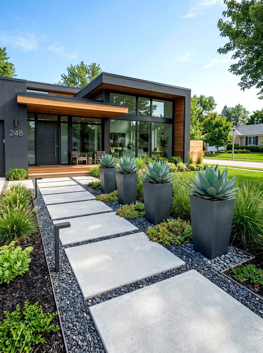 Modern Minimalist Hardscaping - 30 front lawn landscaping ideas