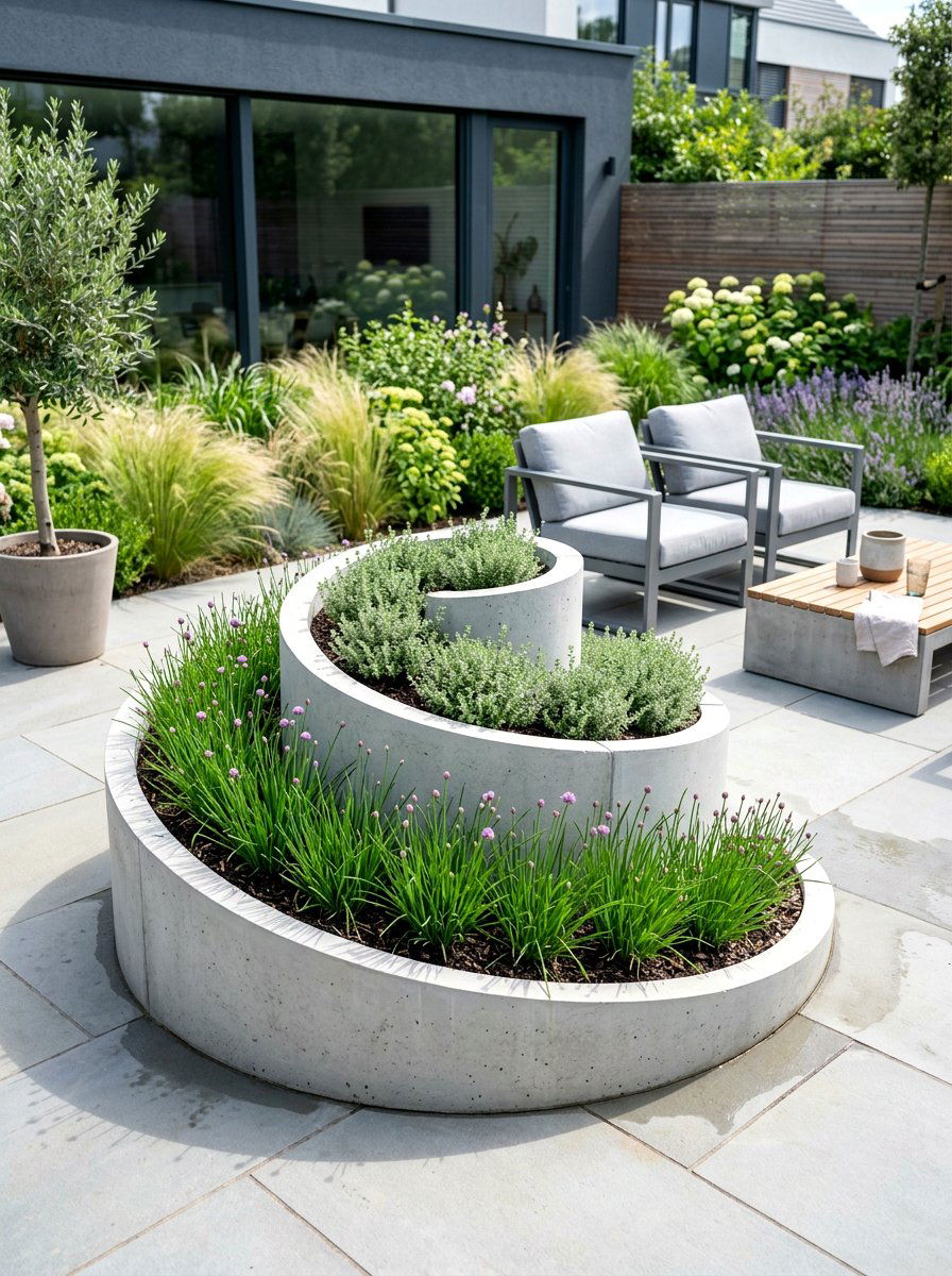 Modern Minimalist Herb Spiral - 30 backyard herb spiral ideas