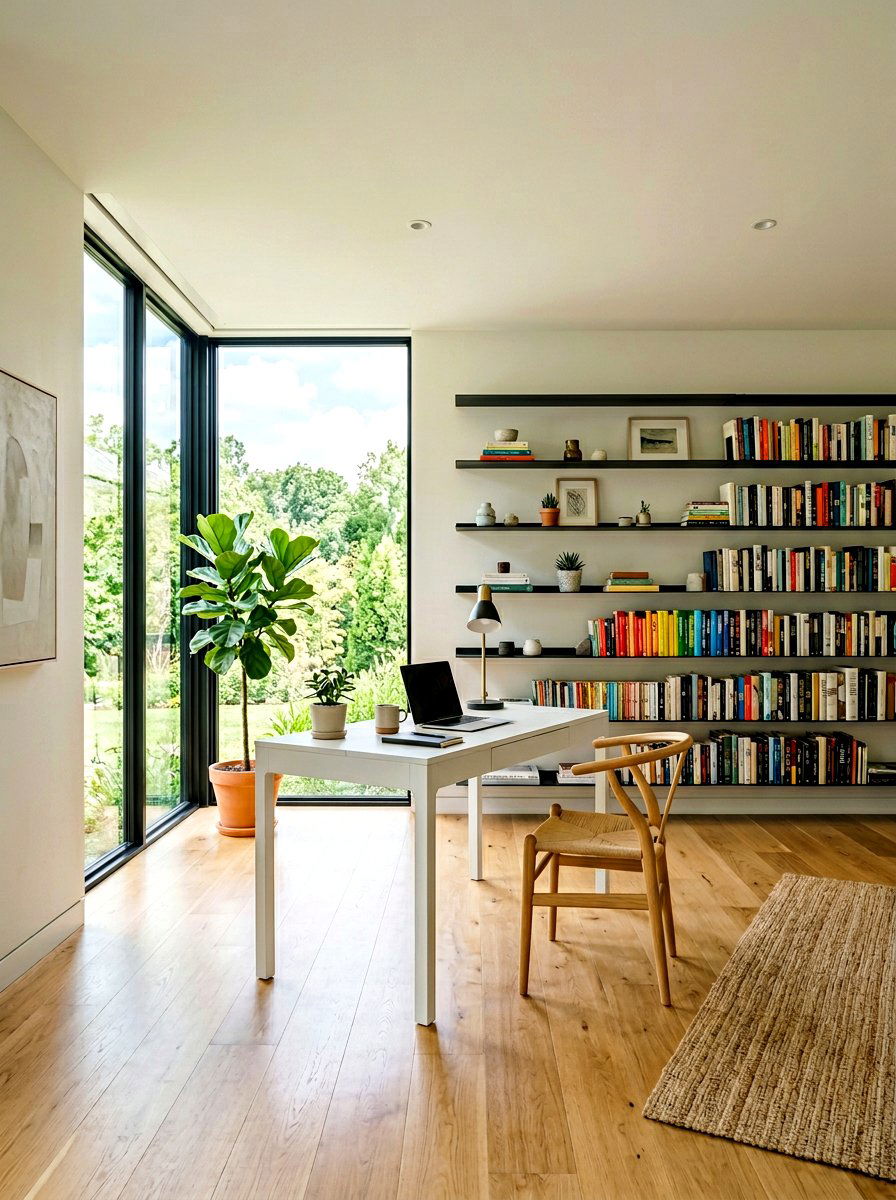 Modern Minimalist Home Library Office - 30 office library combo ideas