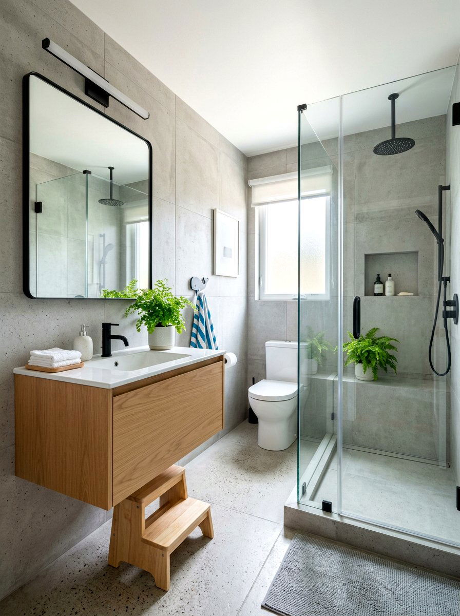 Modern Minimalist Kids Bathroom - 30 small kids bathroom ideas