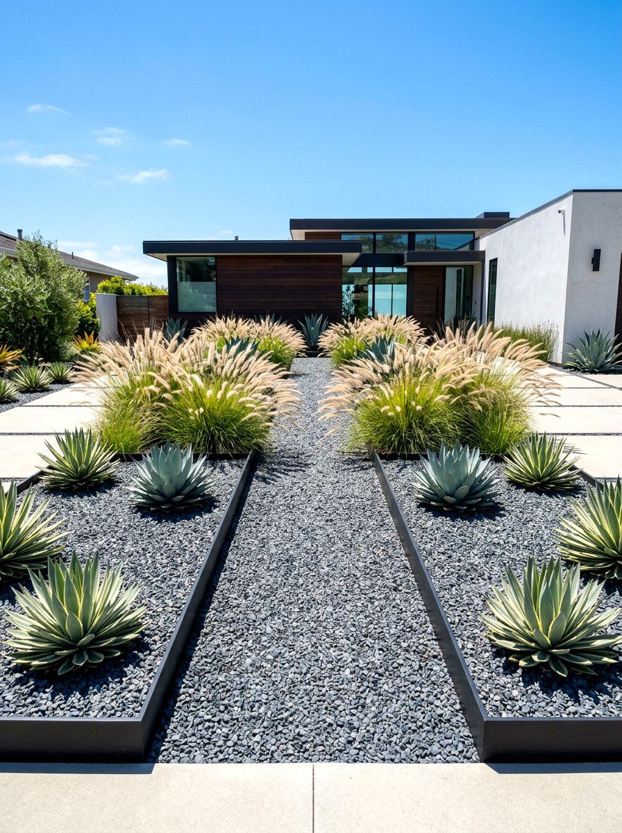 Modern Minimalist Landscaping - 30 front porch flower bed ideas