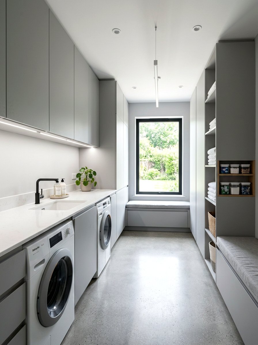 Modern Minimalist Laundry Room - 30 narrow laundry room ideas