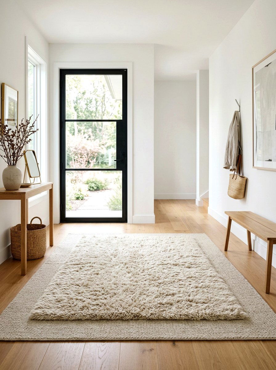 Modern Minimalist Layered Entryway Rug - 30 entrance rug layering ideas