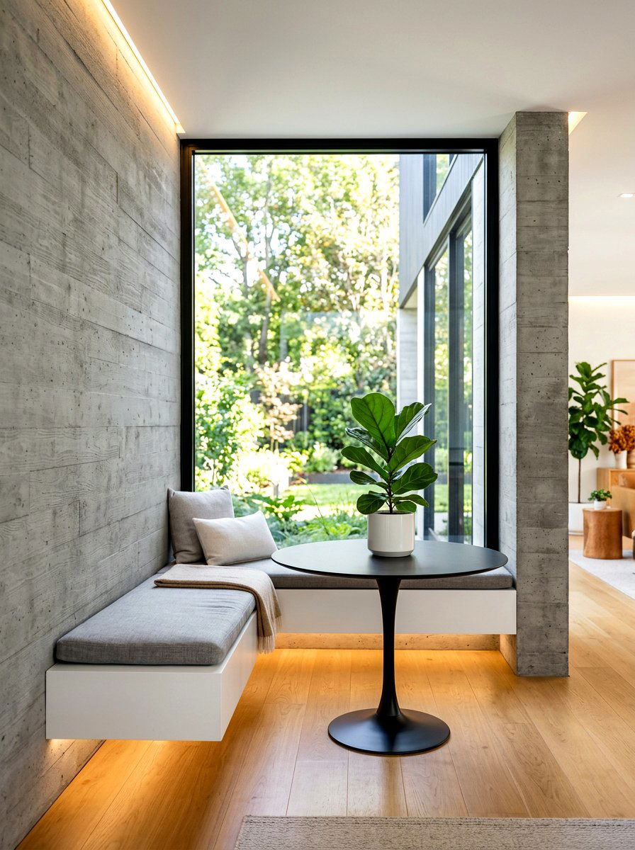 Modern Minimalist Nook - 30 window breakfast nook ideas