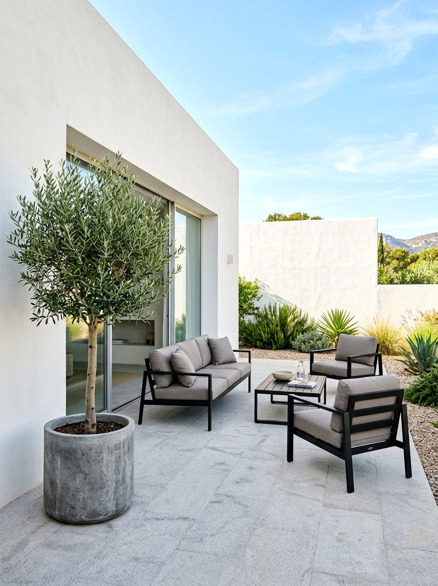 Modern Minimalist Olive Tree Patio - 30 olive tree patio ideas