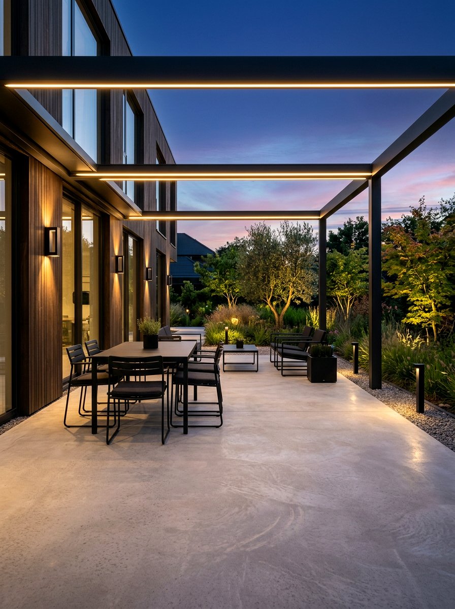Modern Minimalist Patio Lights - 30 bistro lights patio ideas