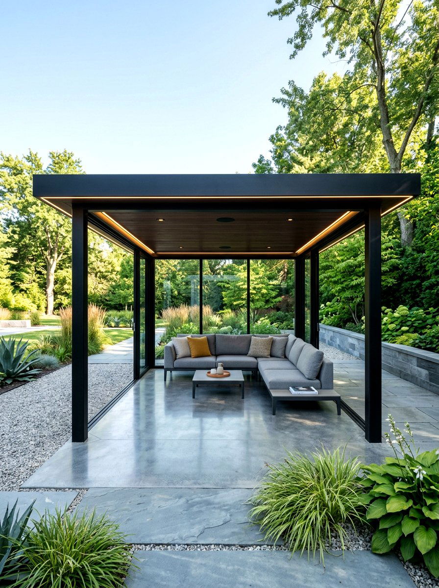 Modern Minimalist Pavilion - 30 backyard pavilion lounge ideas